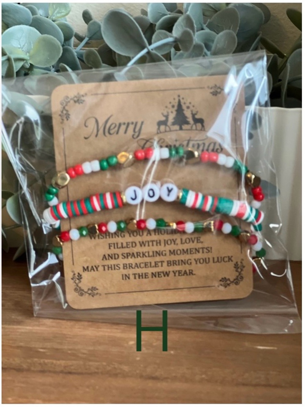 Merry Christmas Beaded Clay Bracelets, Various Designs, Choose One - Picture 5 of 16